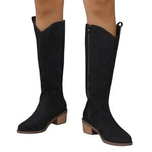 WOMEN'S FALL BOOTS Faux Suede Black Boots sz 5 [36]